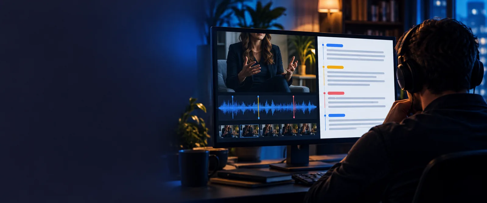 Espace de travail de transcription pour transformer une vidéo parlée en texte modifiable
